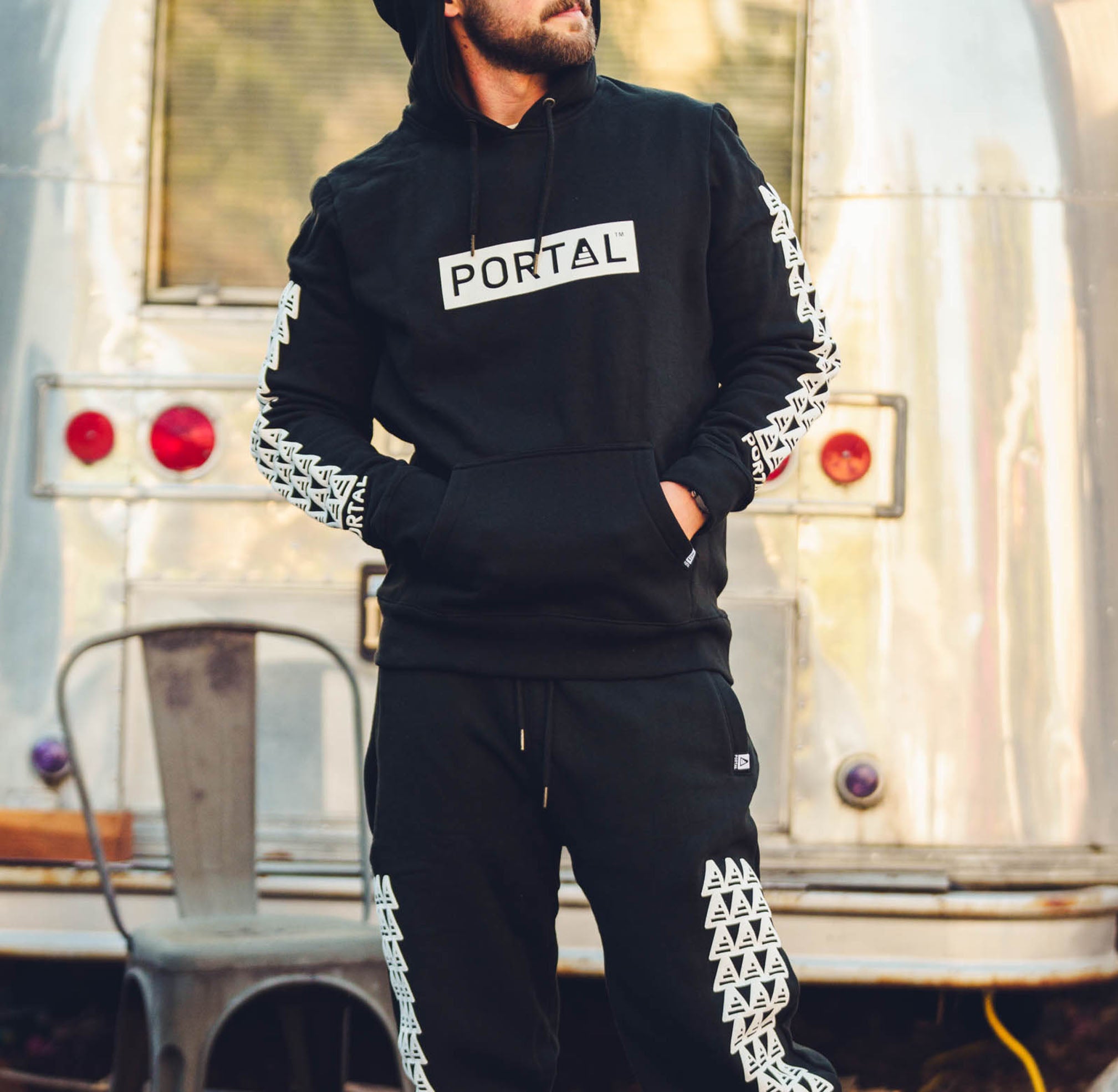 PORTAL Organic Cotton Hoodie | Black 90s PUFF