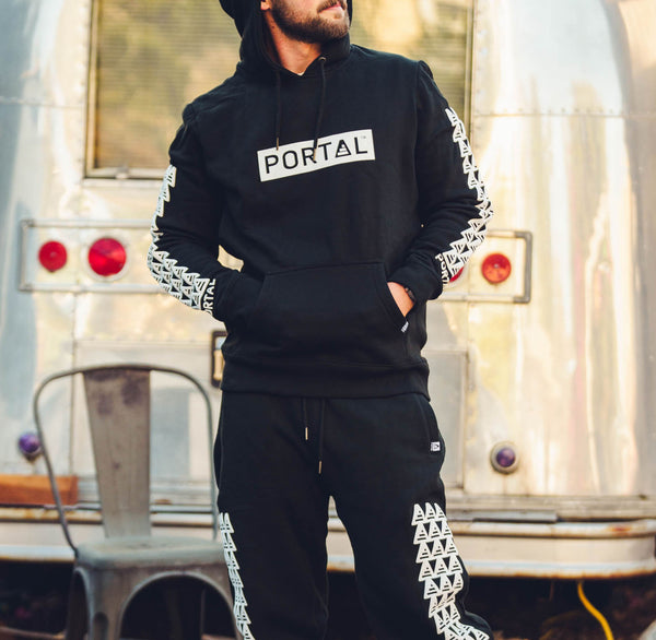 PORTAL Organic Cotton Hoodie | Black 90s PUFF